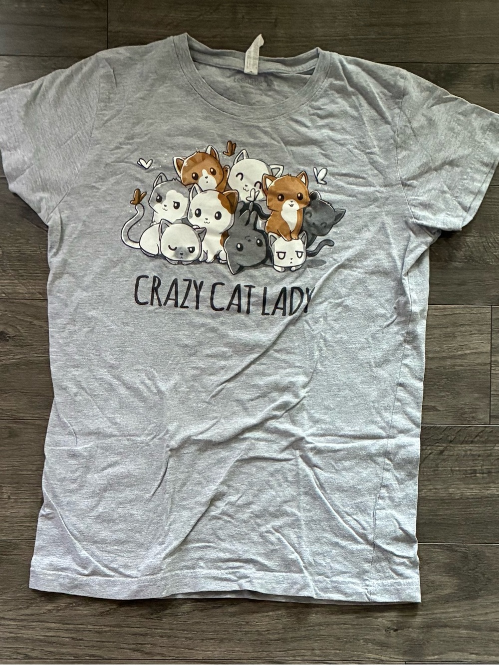 Crazy cat lady grey graphic shirt